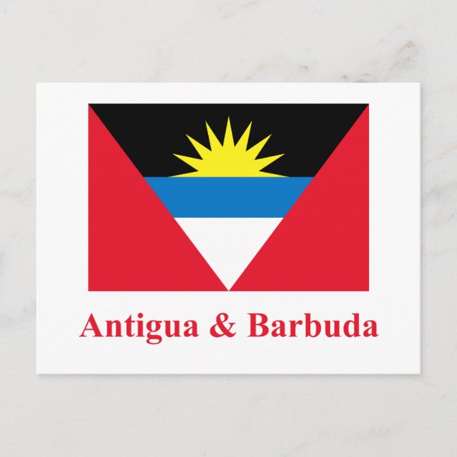 Postal Bandera de Antigua y Barbuda con nombre (Anverso)