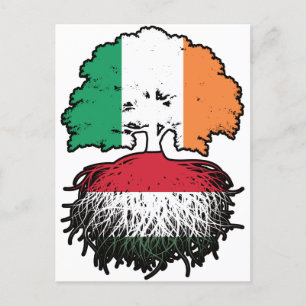Postal Bandera de árboles de Hungría Hungría Irlanda irla