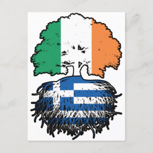 Postal Bandera de árboles griegos irlandeses