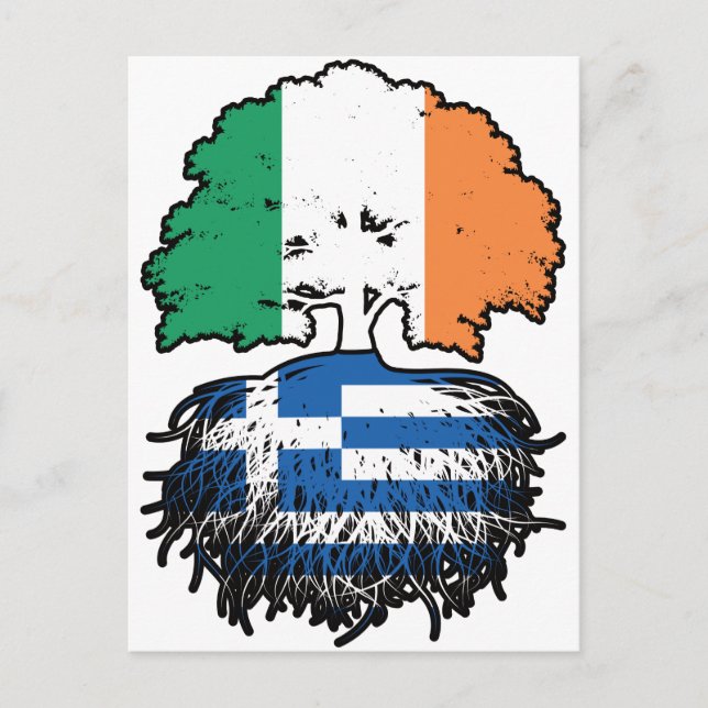 Postal Bandera de árboles griegos irlandeses (Anverso)