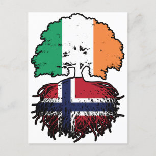 Postal Bandera de árboles noruegos irlandeses de raíz