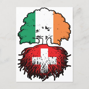Postal Bandera de árboles suiza irlandesa irlandesa