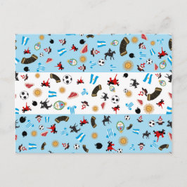 Postal Bandera de Argentina con íconos famosos