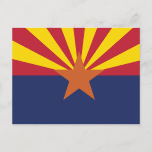 Postal Bandera de Arizona Estrella de Cobre y Rayos de So