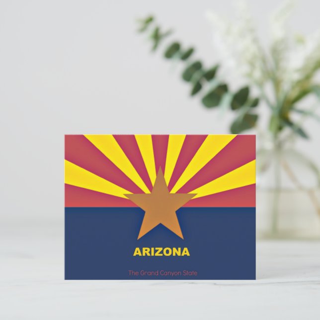 Postal Bandera de Arizona, etiquetada (Anverso de pie)