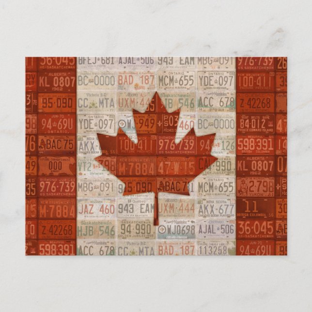 Postal Bandera De Arte De Placa De Licencia De Canadá (Anverso)