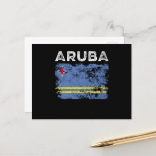 Postal Bandera de Aruba estresada - Bandera de Aruba