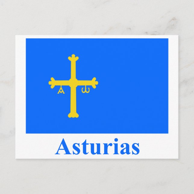 Postal Bandera de Asturias con nombre (Anverso)
