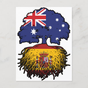 Postal Bandera de Australia Australiana Española de Españ