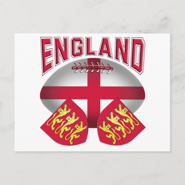 Postal Bandera de balón de rugby de Inglaterra (Anverso)