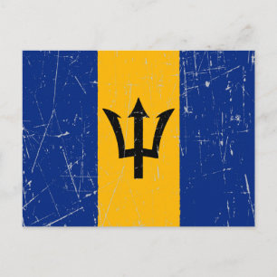Postal Bandera de Barbados espantada y destrozada