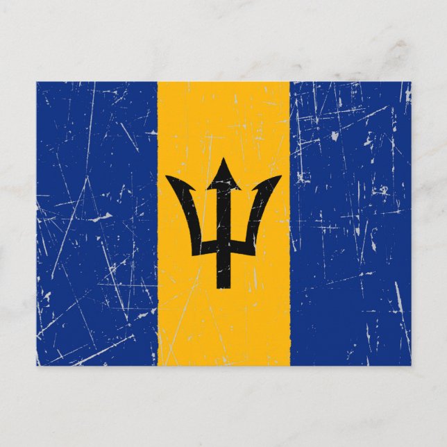 Postal Bandera de Barbados espantada y destrozada (Anverso)