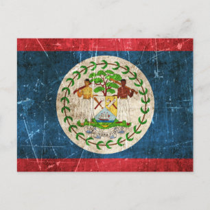 Postal Bandera de Belice envejecida y destartalada