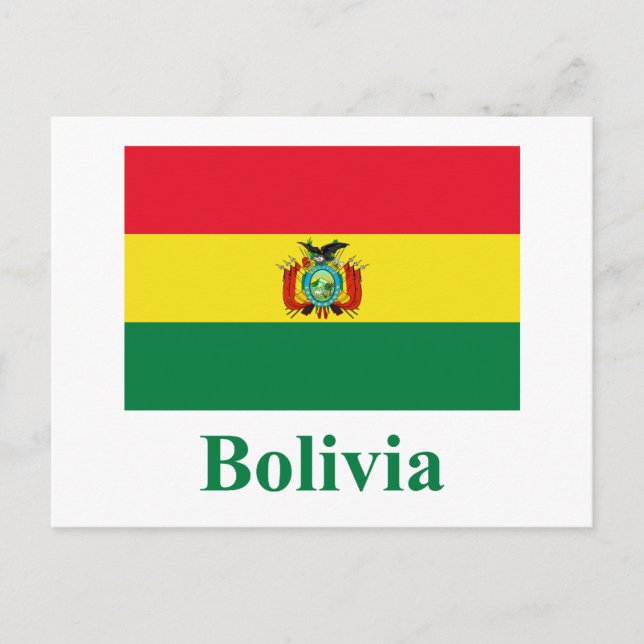 Postal Bandera de Bolivia con nombre (Anverso)