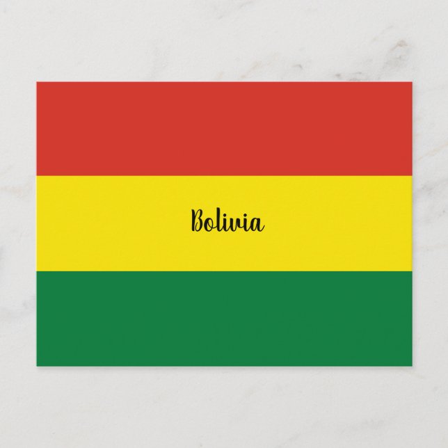 Postal Bandera de Bolivia, etiquetado (Anverso)