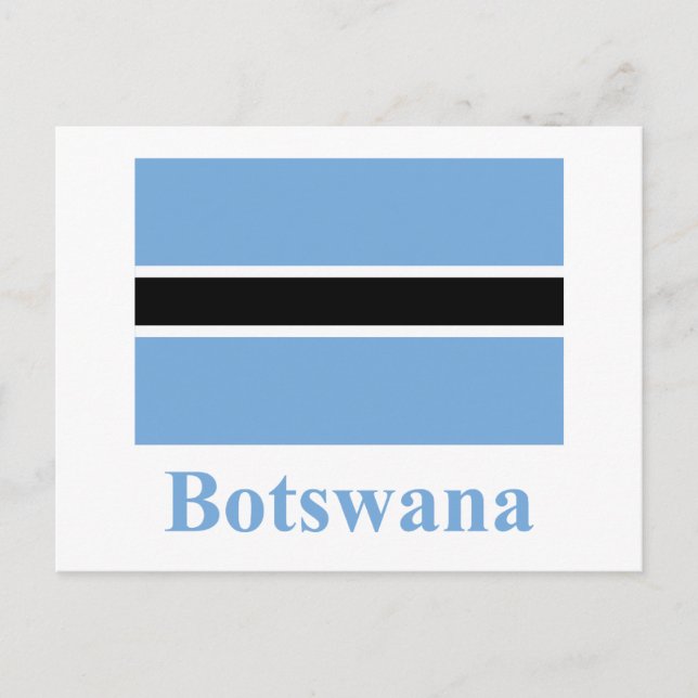 Postal Bandera de Botsuana con nombre (Anverso)