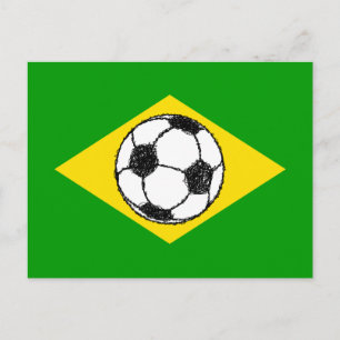 Postal Bandera de Brasil   Esbozo de fútbol