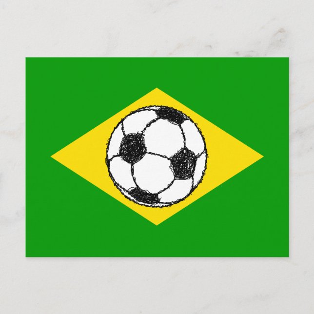 Postal Bandera de Brasil | Esbozo de fútbol (Anverso)