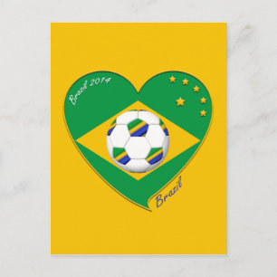 Postal Bandera de BRASIL FÚTBOL de campeones del mundo