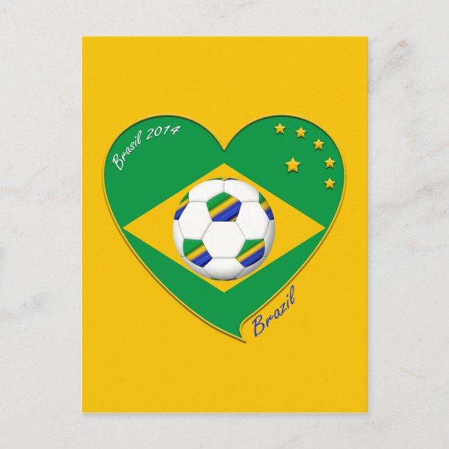 Postal Bandera de BRASIL FÚTBOL de campeones del mundo (Anverso)