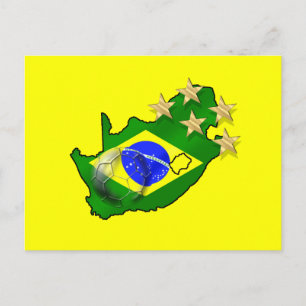 Postal Bandera de Brasil Mapa de Sudáfrica regalos brasil
