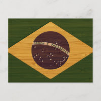 Bandera de Brasil vintage grabada con bambú