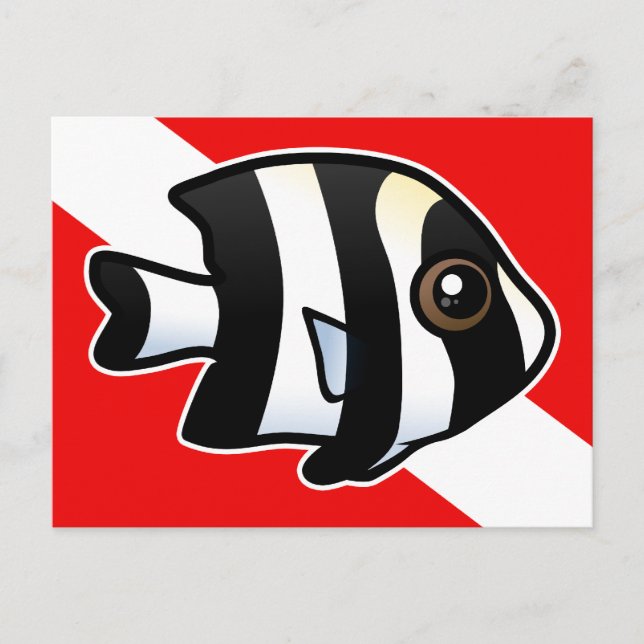 Postal Bandera de buceo Damselfish de cuatro bandas (Anverso)