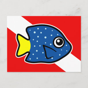 Postal Bandera de buceo del Damselfish de cola amarilla y