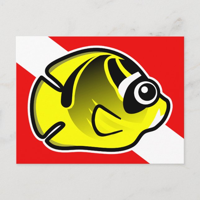 Postal Bandera de buceo del personalizado Raccoon Butterf (Anverso)