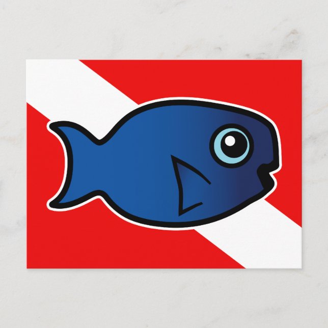 Postal Bandera de buceo del pez parroquial azul personali (Anverso)