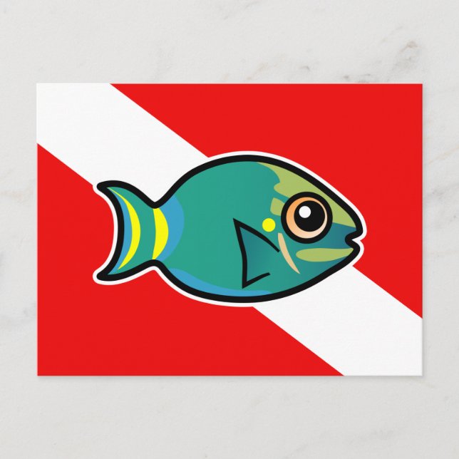 Postal Bandera de buceo del pez parroquial de Stoplight p (Anverso)