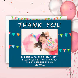 Postal Bandera de Bunting Cute cumpleaños Foto Gracias