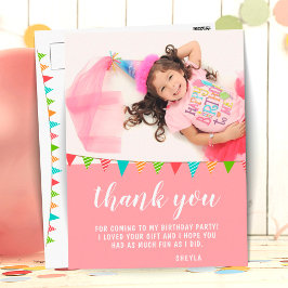 Postal Bandera de Bunting Cute Pink Birday Photo