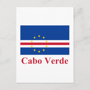 Postal Bandera de Cabo Verde con nombre en portugués
