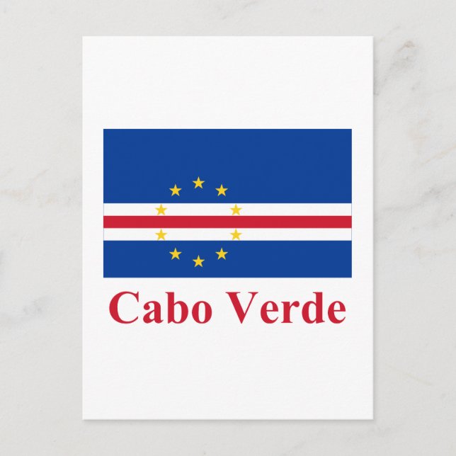Postal Bandera de Cabo Verde con nombre en portugués (Anverso)
