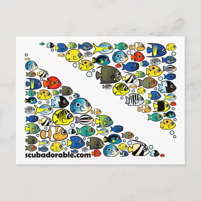 Postal Bandera de caída de buceo adorable (Anverso)