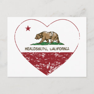 Postal bandera de california, corazón angustiado