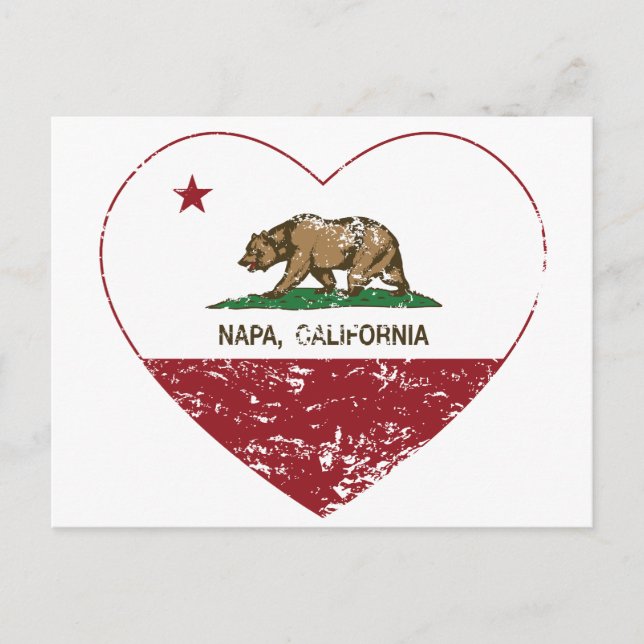 Postal bandera de california napa corazón angustiado (Anverso)