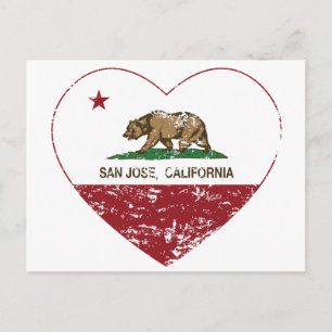Postal bandera de california san jose corazón angustiado
