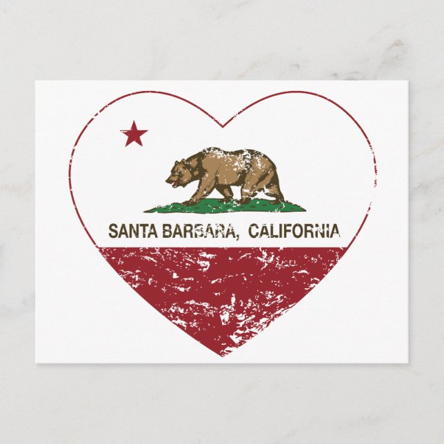 Postal bandera de california santa barbara corazón angust (Anverso)
