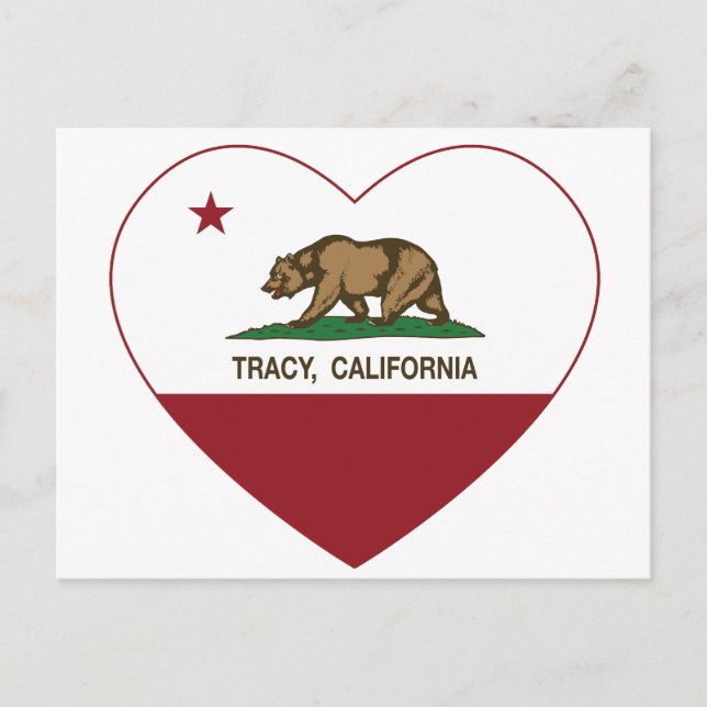 Postal bandera de california tracy corazón (Anverso)