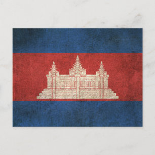 Postal Bandera de Camboya con problemas de época