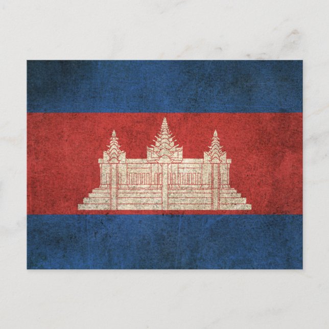 Postal Bandera de Camboya con problemas de época (Anverso)