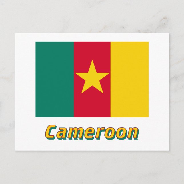 Postal Bandera de Camerún con nombre (Anverso)