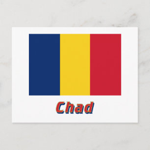 Postal Bandera de Chad con nombre