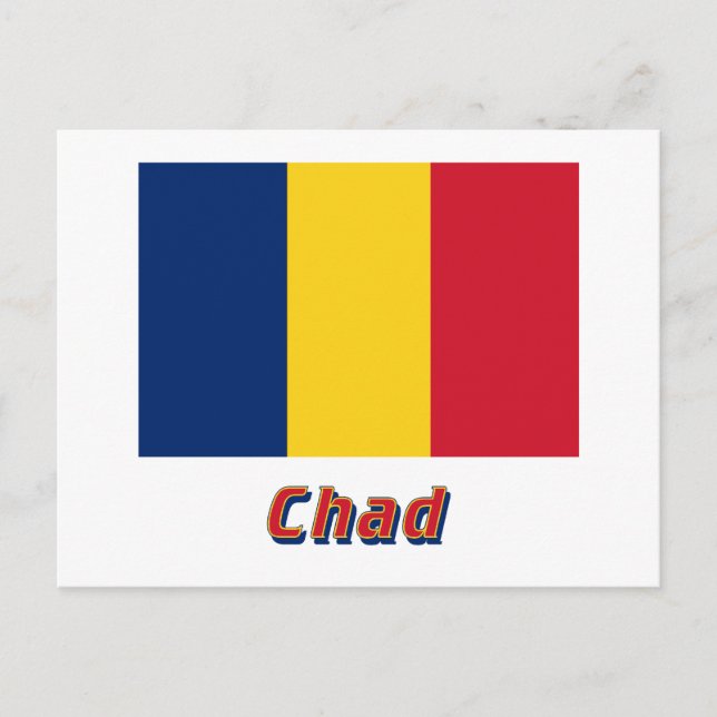 Postal Bandera de Chad con nombre (Anverso)