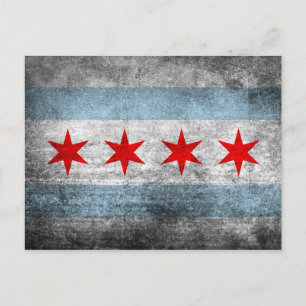 Postal Bandera de Chicago angustiada por el retro