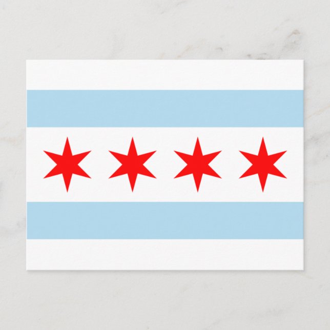 Postal Bandera de Chicago de las Estrellas Rojas de franj (Anverso)