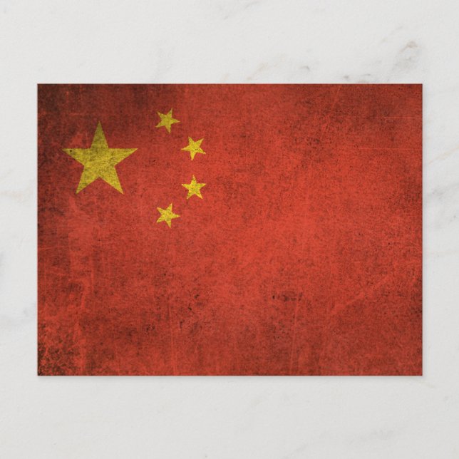 Postal Bandera de China con problemas vintage (Anverso)