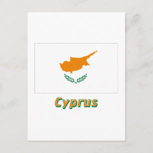 Postal Bandera de Chipre con nombre